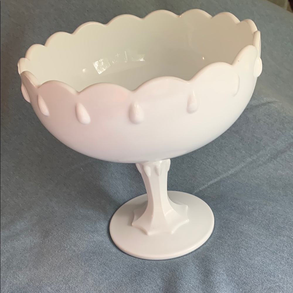 Indiana Milk Glass Teardrop Pedestal Bowl